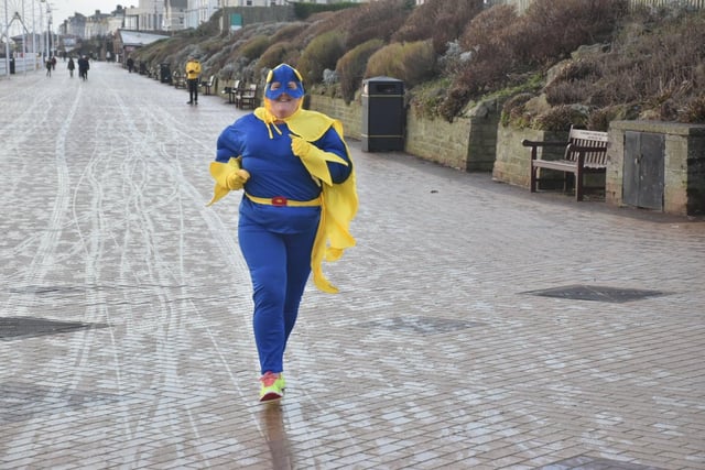 Dian Rewston’s ready for a call to action in her Bananaman outfit