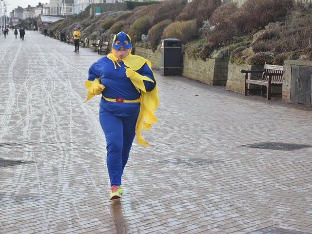 Dian Rewston’s ready for a call to action in her Bananaman outfit