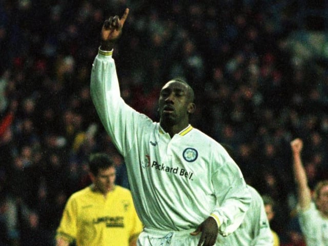 Striker Jimmy Floyd Hasselbaink celebrates after scoring from the penalty spot.