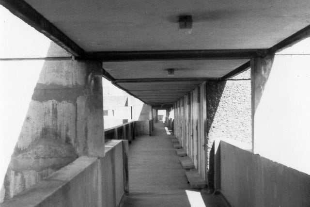 An example of one of the walkways of Leek Street Flats. PIC: Ray Dickinson