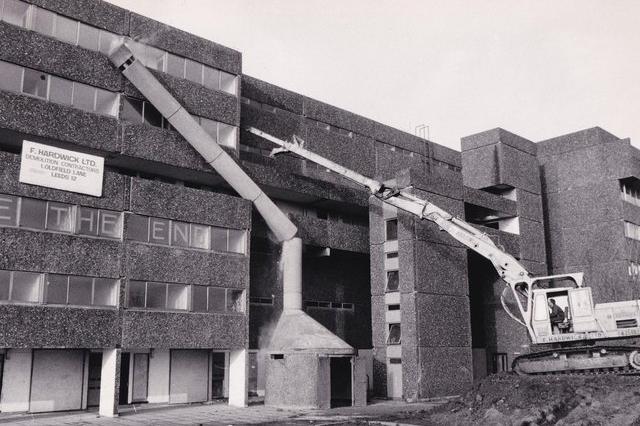 More than 200 people gathered to see the beginning of the end for the complex, which the city would be paying a £4 million debt, at the rate of repayment in 1983.
