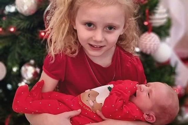 Isla with her new baby brother Roman who arrived on December 17. Picture: Laura Jayne Dobson
