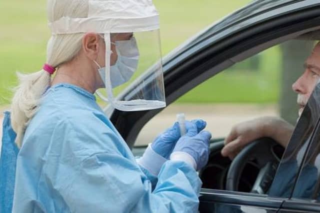 A drive-thru coronavirus test