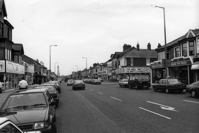 Lytham Road, South Shore looking towards Blackpool Tower from close to the junction with Worsley Road, 1990
