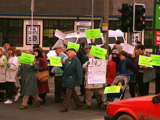 Up to 30 Burley residents caused hold-ups on Kirkstall Road as they crossed and re-crossed the road opposite the Netto store by the junction with Redcote Lane. This action was to draw attention to the problems of excessive traffic in the area which they claimed would increase if the planned new Morrisons store development went ahead.
