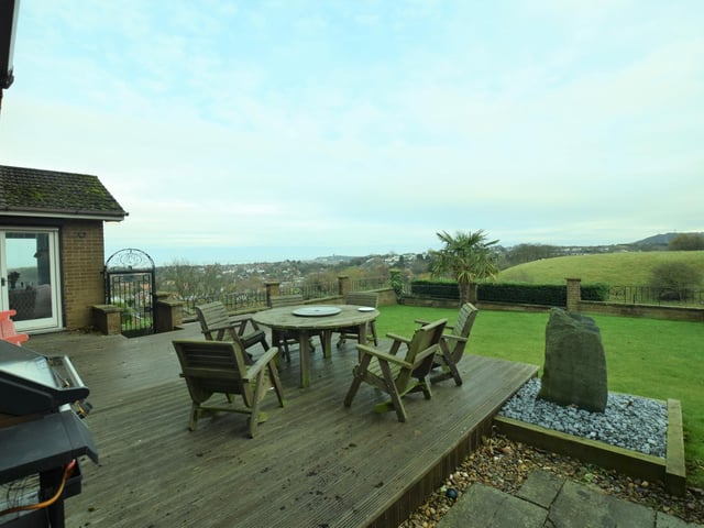 Raised decking allows a vantage point for sitting out and enjoying the surrounding views.