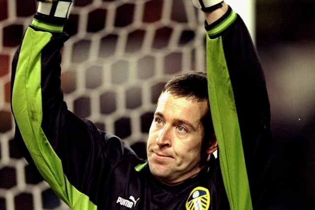 Nigel Martyn thanks the travelling faithful after the UEFA Cup fourth round first leg against Roma at the Stadio Olimpico in March 2000. The game finished goalless.