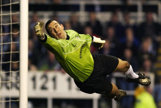 Nigel Martyn makes a diving save during the Premiership clash against Newcastle United at St James Park in January 2002.