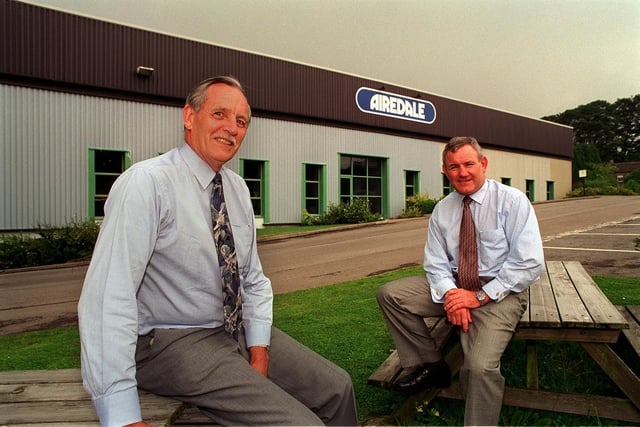 Ted Clements (left), technical director, and Alan Duttine, joint managing director, of Airedale International Air Conditioning Ltd pictured in August 1997.