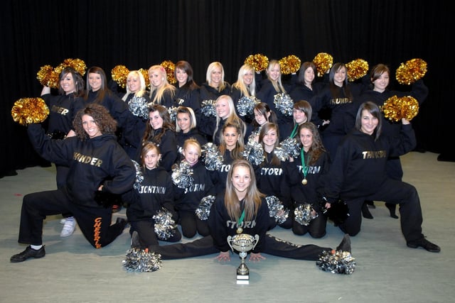 The Thunder, Lightning and Storm Cheerleading Troupe who competed in the UK Street Cheerleading Competition in Blackpool in 2008
