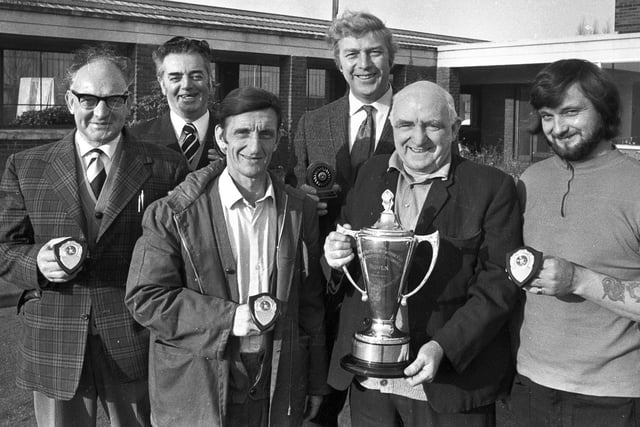 Champion bowls team at Turner Brothers Asbestos (TBA) factory Hindley Green in 1974
