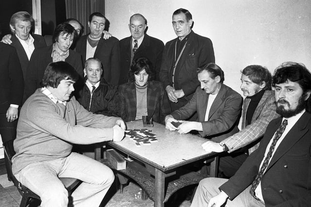 Whelley Labour Club with the dominoes team in 1974
