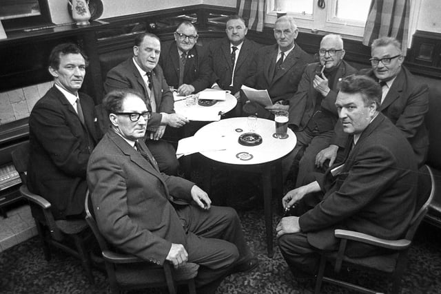 A meeting of the members of Wigan Anglers Association committee in 1972