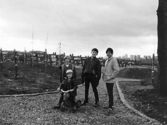 Children playing in the newly-opened Banstead Park.
