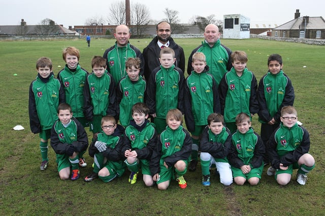 King Cross Shamrock under-10s football team celebrate new sponsorship.