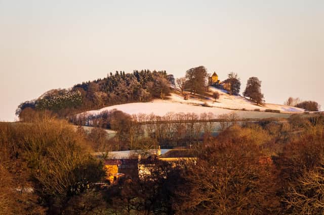A distant view of How Hill near Fountains abbey (as seen from Markington village), by Michelle Bray.