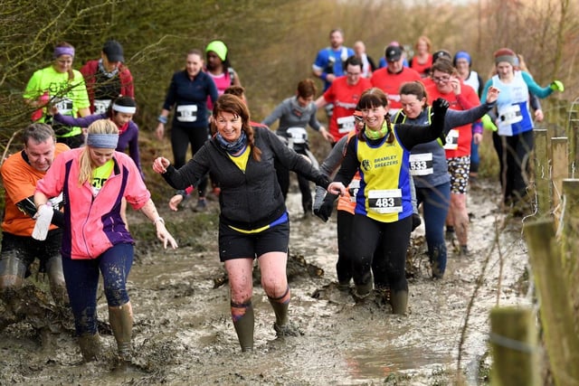Most competitors seemed to be taking the mud in their stride.