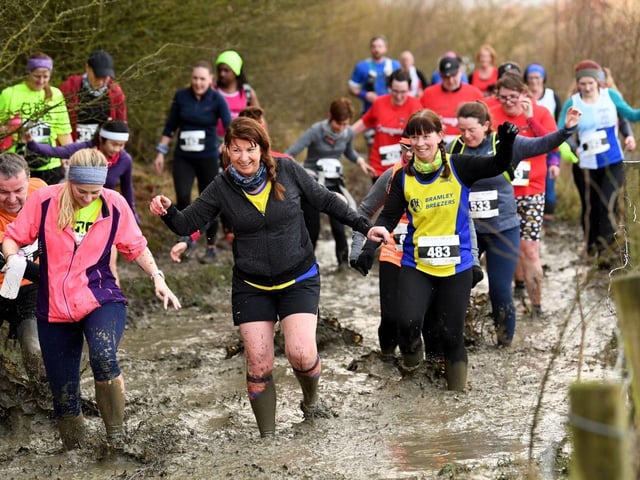 Most competitors seemed to be taking the mud in their stride.