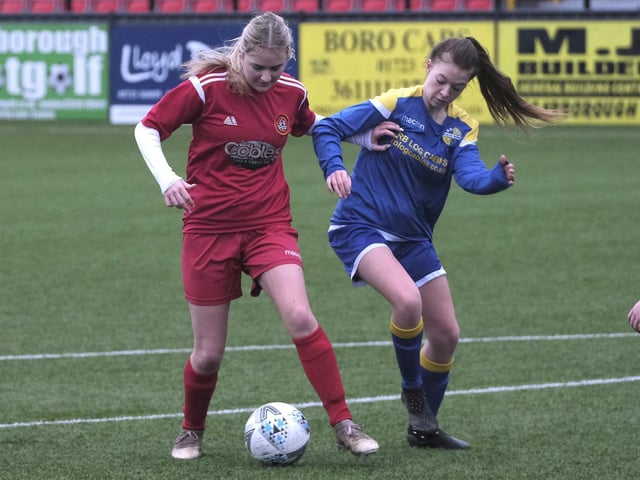 Poppy Simpson on the ball for Boro Ladies U18s
