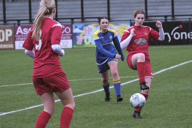 Jolie Matthews in action for Scarborough Ladies U18s against Brayton Belles 2

Photo by Richard Ponter