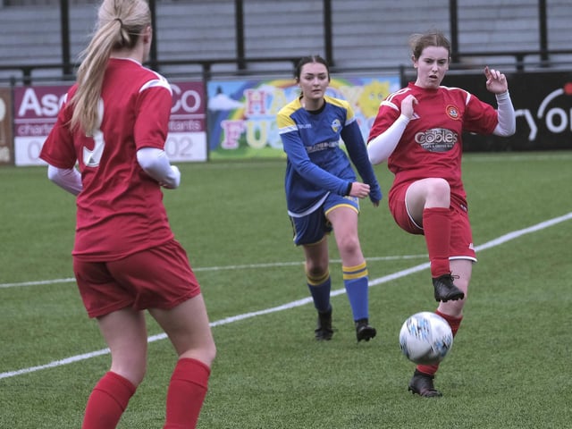Jolie Matthews in action for Scarborough Ladies U18s against Brayton Belles 2

Photo by Richard Ponter