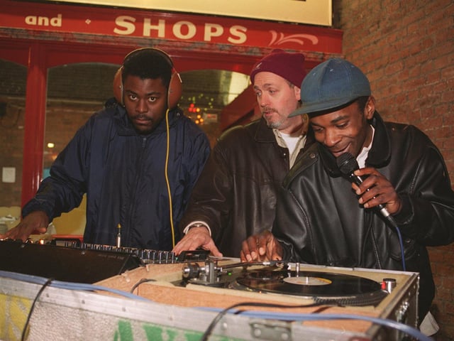 Shoppers visiting Granary Wharf were treated to the sounds of reggae by West Yorkshire band 'The Mighty Axis Sound System' Pictured, from left, are Culture Nam, Howard Mc Avoy and Keith Pebbles.