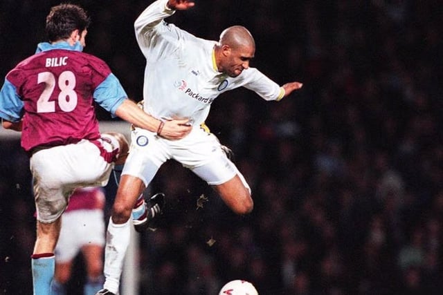 West Ham United's Slaven Bilić earned himself a yellow card after this foul on Brian Deane. PIC: Fiona Hanson/PA