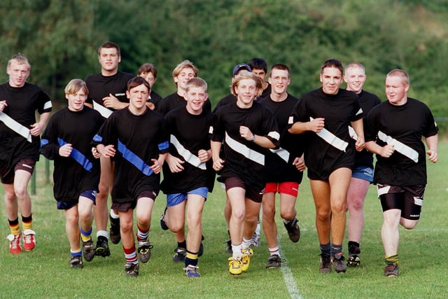 Players from two local sides Hunslet Parkside and Middleton Marauders merged to become Hunslet Juniors RL team in September 1998. They are pictured training at South Leeds Stadium.