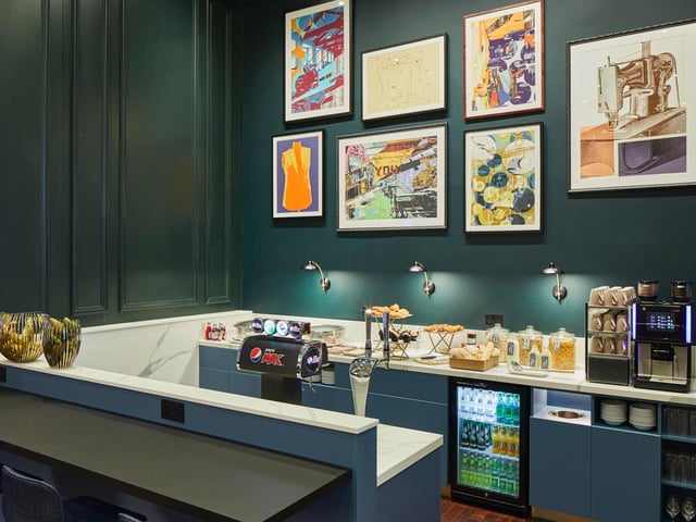Breakfast, refreshments and canapes are served in the private space throughout the day