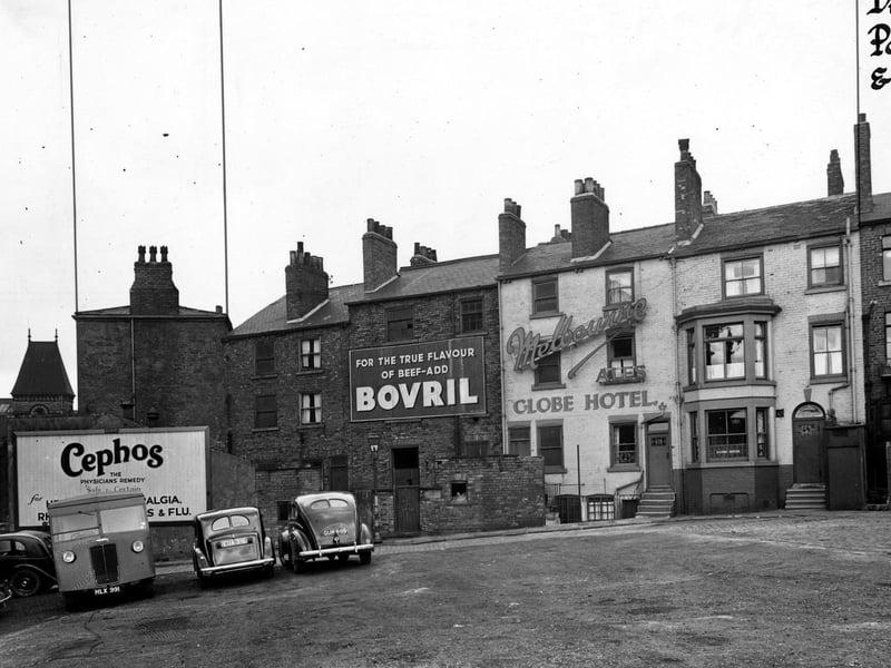 Back Rockingham Street in June 1946. Pictured is The Amalgamated Engineering Union and The Globe Hotel.