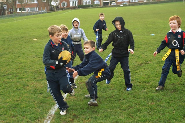 The Whitby under 16s junior rugby practice gets under way.