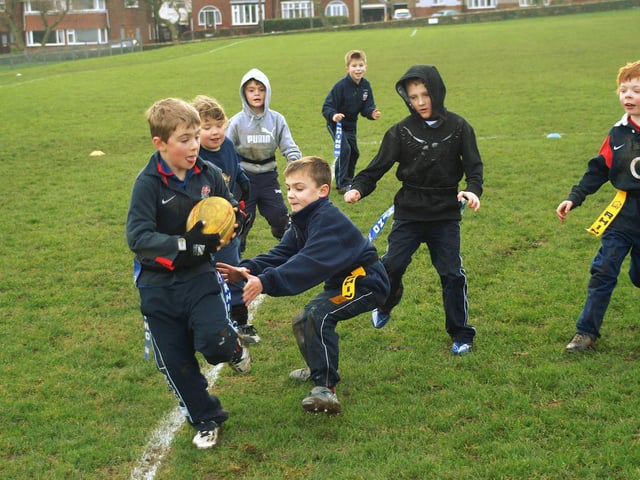 The Whitby under 16s junior rugby practice gets under way.