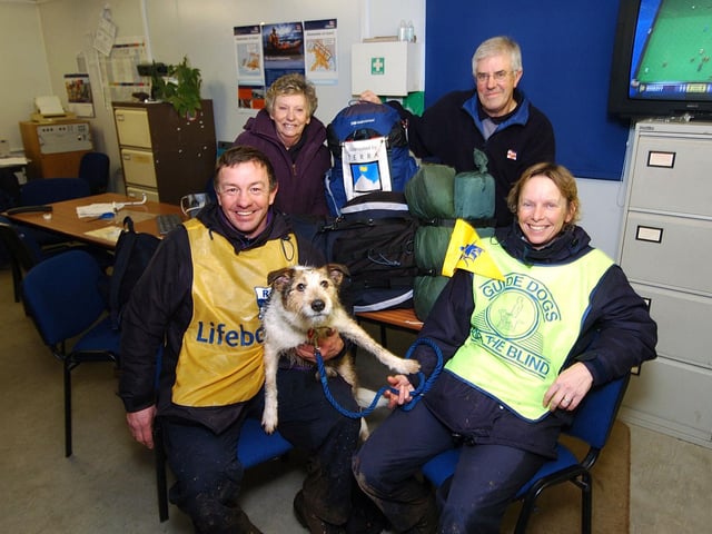 Paul Barber and Wendy Bathard, front, will do a 5,000 mile walk for charity.