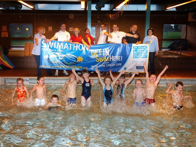 Young swimmers taken on a swimathon at Whitby Pool in aid of Marie Curie.