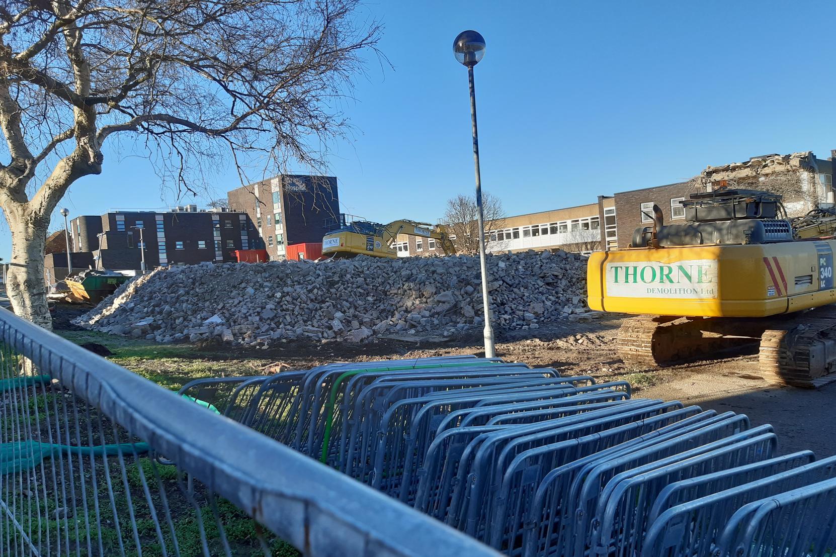Demolition work going on at Whitby Hospital.