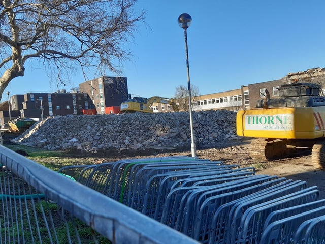 Demolition work going on at Whitby Hospital.