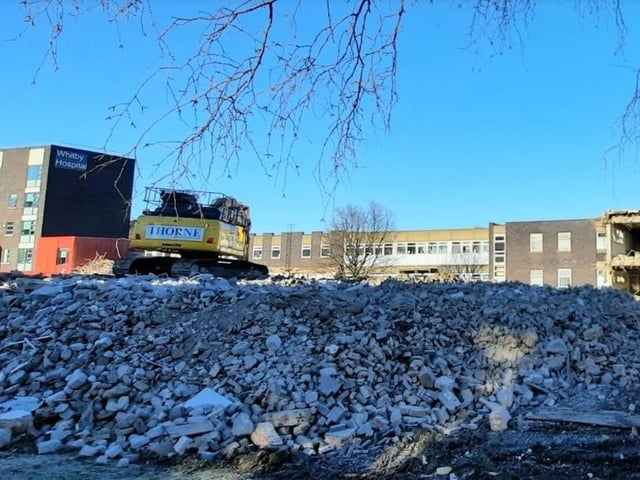 Looking towards the new site from behind the pile of rubble.