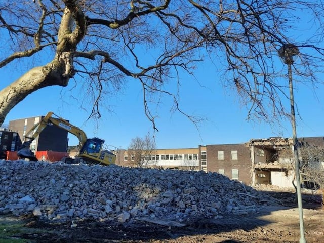 The new Whitby Hospital site - and what's left of the old one.