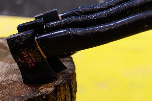 Axes ready to be thrown at Black Axe Throwing Co at the Kanteena in Lancaster. Photo: Kelvin Stuttard