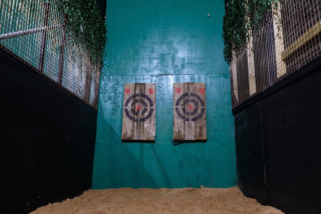 Targets on the wall ready for axes to be thrown at Black Axe Throwing Co at the Kanteena in Lancaster. Photo: Kelvin Stuttard