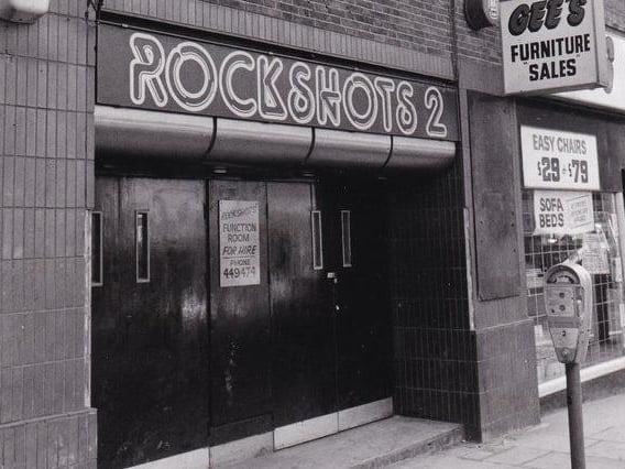 Rockshots 2, on Lower Briggate, Leeds, was a popular nightclub during the 80s. It is pictured here in February 1986.