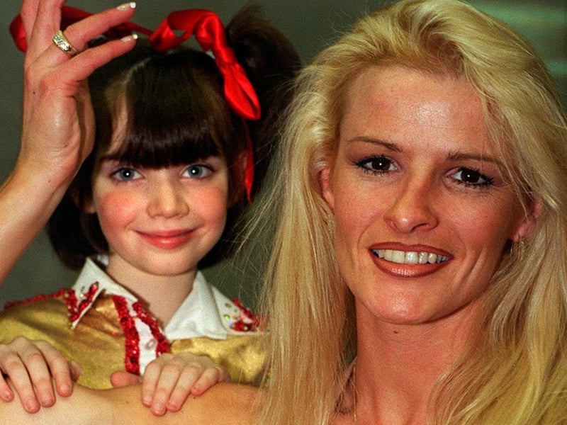 Gladiators star Kim Betts, better known as 'Lightning' in the hit ITV series, visited Sandra Reid Studio La Ponte School in 1998. She is pictured with Sophie Ferguson.