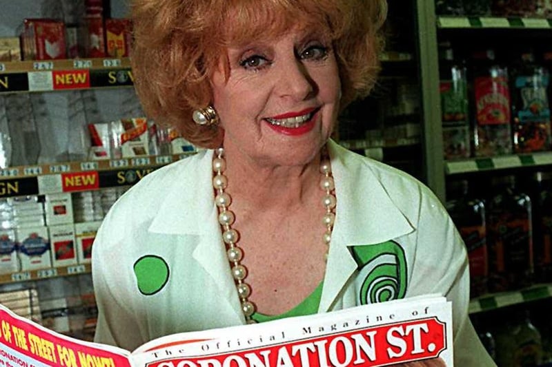 August 1996 and actress Barbara Knox, better known as Rita Sullivan in Coronation Street, visited Hearfields newsagents in Headingley. 