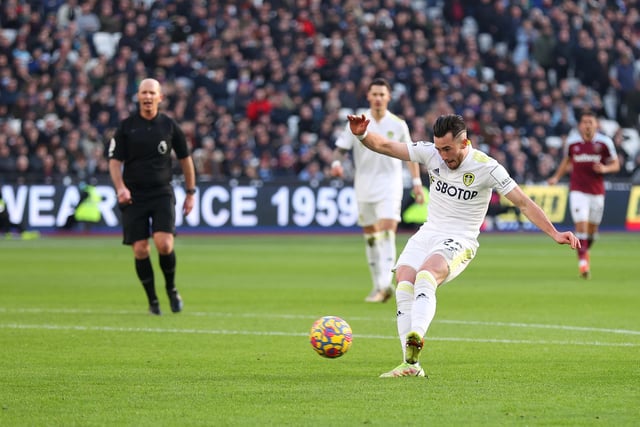 Jack Harrison opens the scoring for Leeds United in the tenth minute.