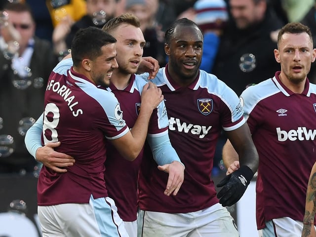 Jarrod Bowen celebrates equalising for West Ham.