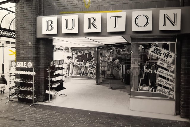 A familiar sight at the entrance to Houndshill from the Victoria Street entrance was menswear shop Burton