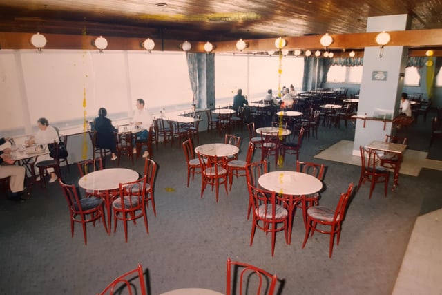 As every shopper knows, buying or even just looking, is a tiring business. Here is the Wardroom Restaurant at Lewis's with a panoramic view of the promenade. You could get a full English with tea or coffee for £2.85. Those were the days...