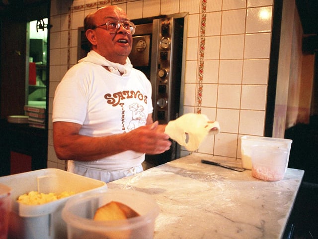 This is Pinuccio Falivene pictured in June 1996 who had been pizzas and singing about them at Salvo's restaurant in Headingley for the last 20 years.