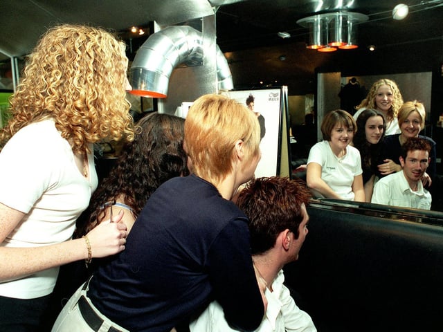 Staff at Light Years Ahead hair salon on North Lane in November 1998.