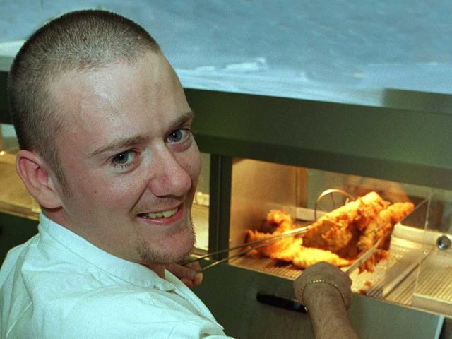 Bryans fish restaurant offered an academic training qualification in frying fish and chips in October 1997. Pictured is the restaurant's first trainee Michael Hall.